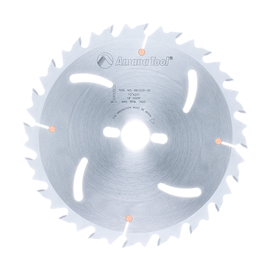 Amana RB1020-30 Carbide Tipped Euro Rip with Cooling Slots 10 Inch Dia x 20T FT, 18 Deg, 30mm Bore_4Z7RW5OATU_J4FVNGA44E