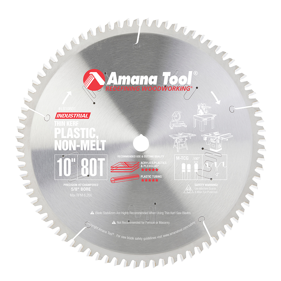 AMANA LB10801 10 Inch Dia x 80T M-TCG, -2 Deg, 5/8 Bore