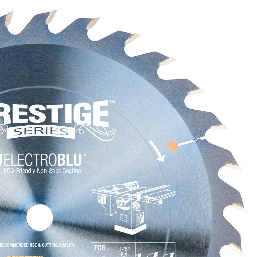 610301C Electro-Blu™ Carbide Tipped Prestige™ Glue Line Ripping 10 inch Dia x 30T TCG, 22 Deg, 5/8 Bore