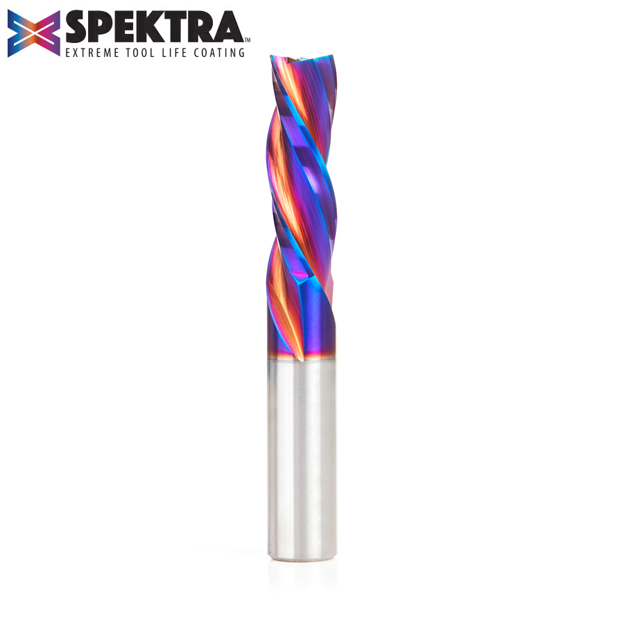 Amana 46216-K Solid Carbide Spektra™ Extreme Tool Life Coated Spiral Plunge 1/2 Dia x 1-1/2 x 1/2 Inch Shank Down-Cut, 3-Flute