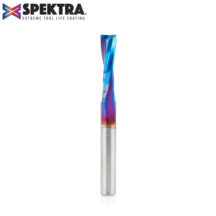 Amana 46248-K Solid Carbide Spektra™ Extreme Tool Life Coated Spiral Plunge for Solid Wood 1/4 Dia x 1 x 1/4 Inch Shank Up-Cut