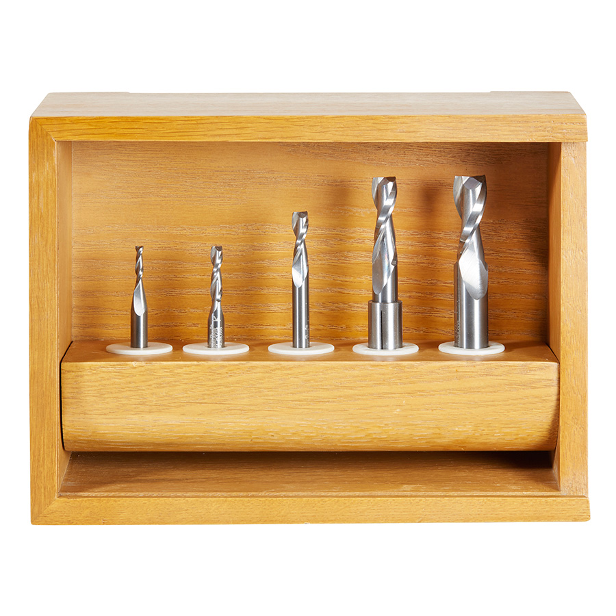 Amana AMS-120 5-Piece Up-Cut Spiral Router Bit Collection