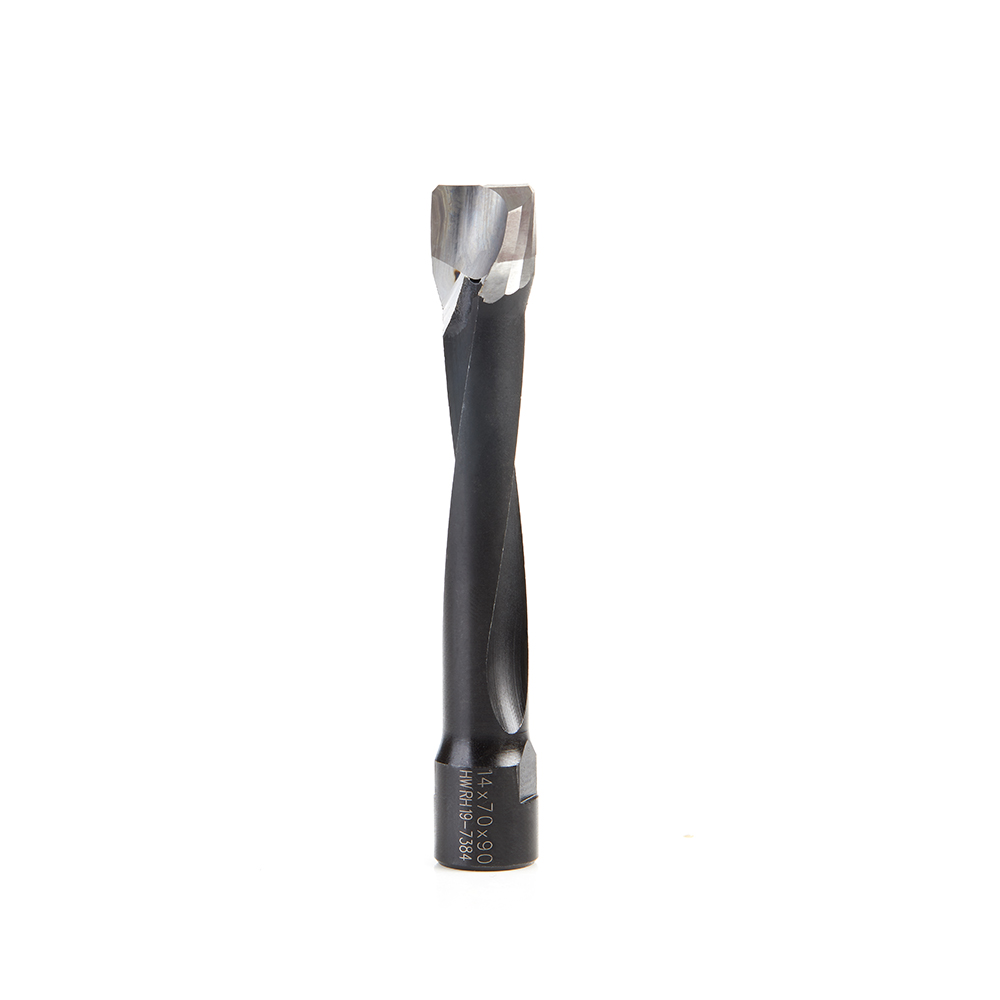 Amana 316036 Carbide Tipped 2 Flute RH Rotation Bit for Festool® Domino® Joiner, 14mm Dia x 70mm x 90mm Long