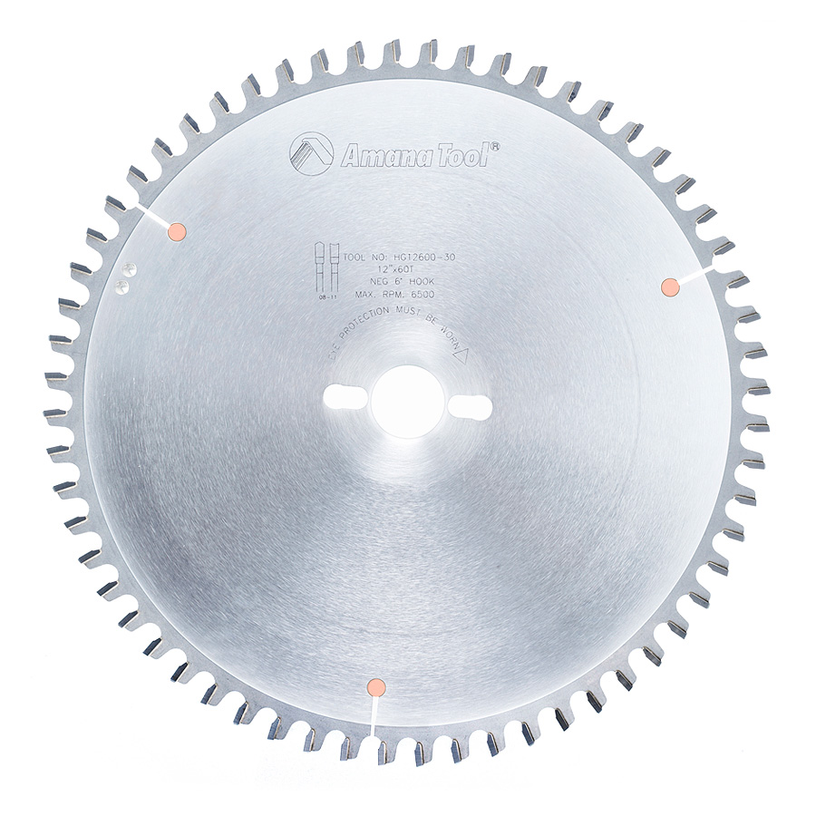 เมลามีน ลามิเนท ปาติเคิล HG12600-30 Carbide Tipped Hollow Ground 12 Inch Dia x 60T HG, -6 Deg, 30mm Bore